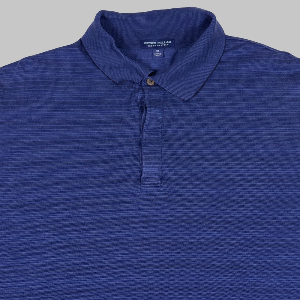 Peter‎ Millar Crown Crafted Blue Striped Polo Shirt Men's XL Short Sleeve